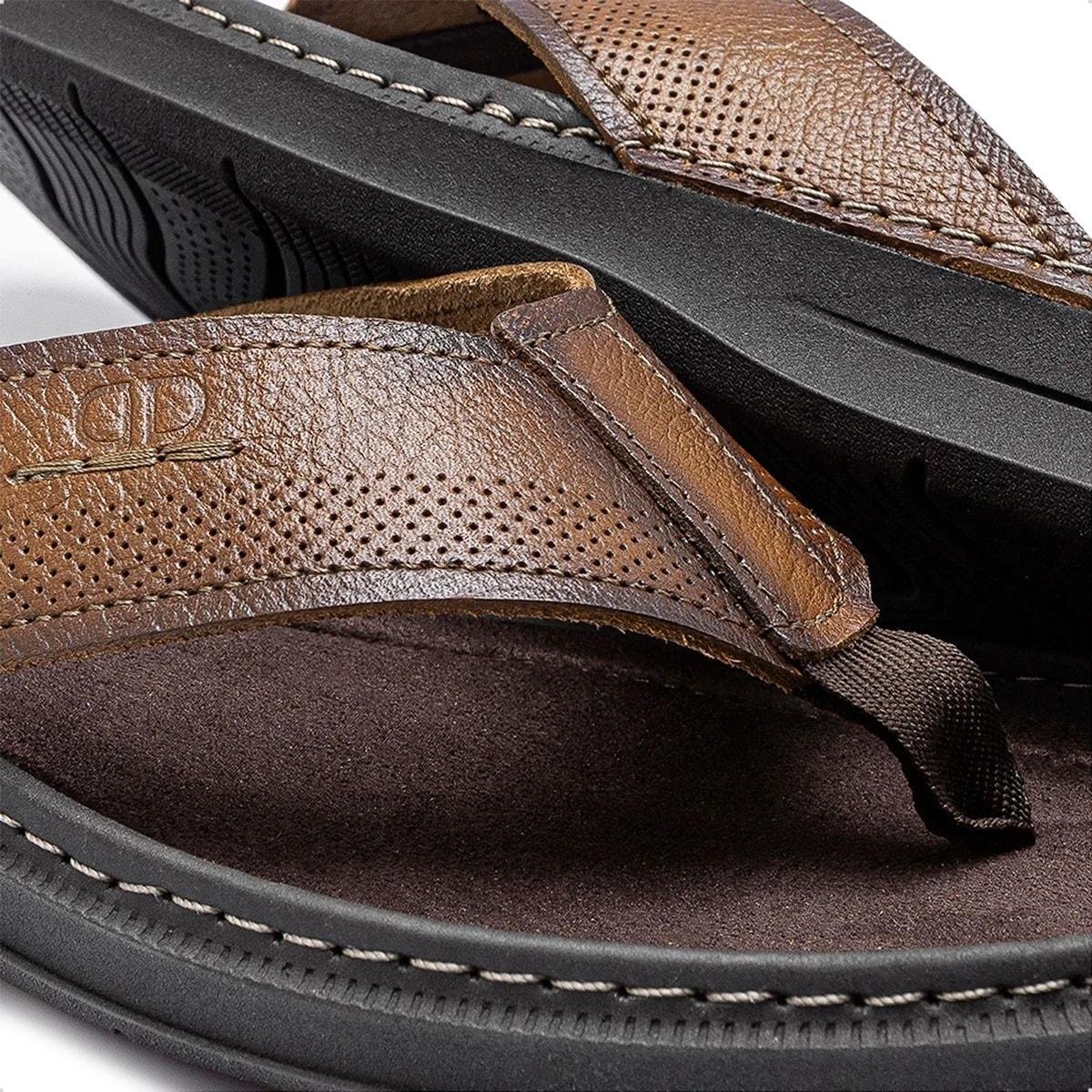 Sandália de Couro Democrata Masculina Lazy 693101 Marrom 3