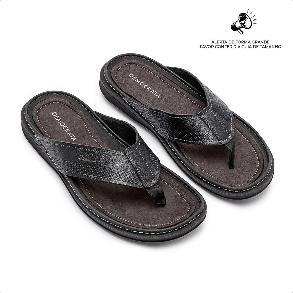 Sandália de Couro Democrata Masculina Lazy 693101 Preto 2