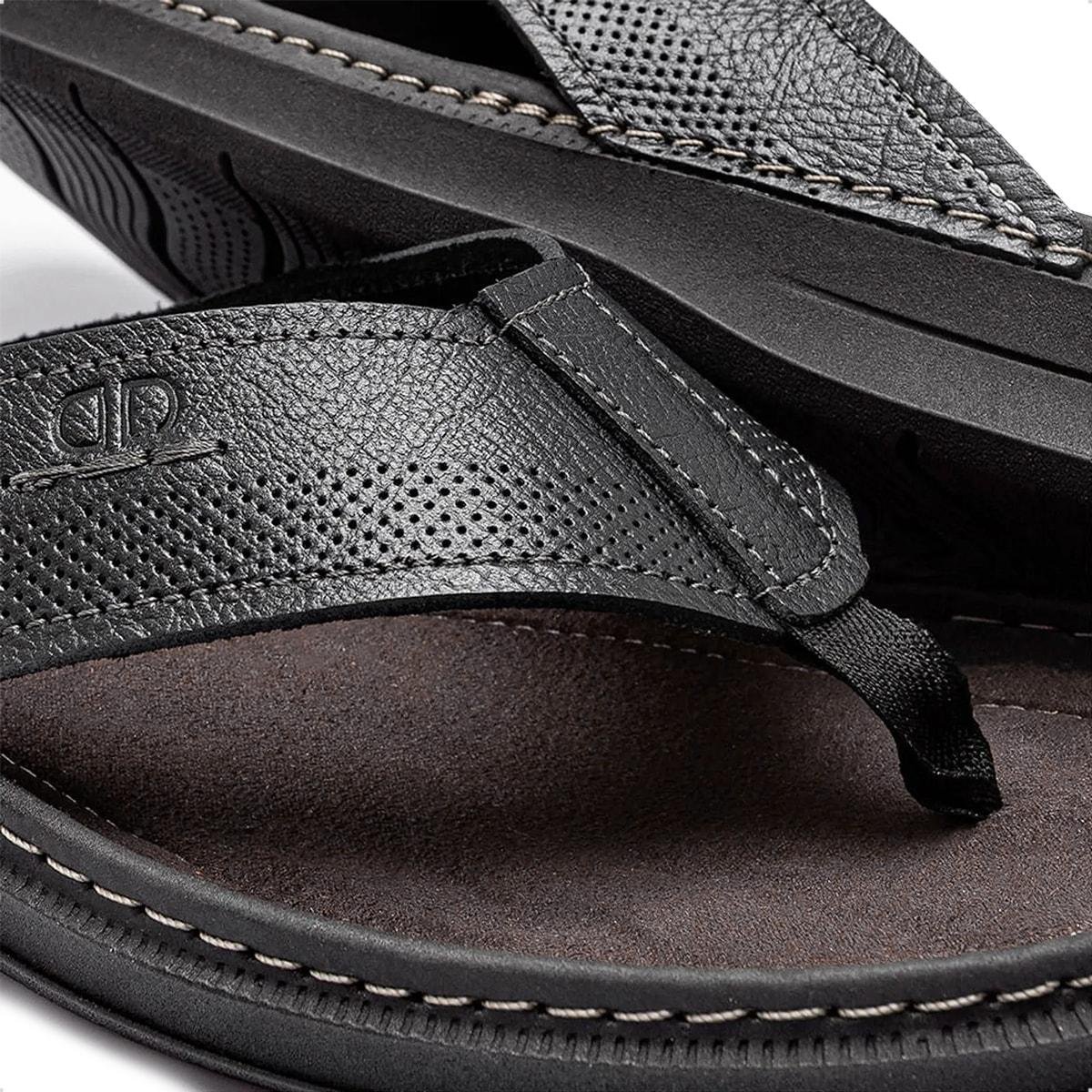 Sandália de Couro Democrata Masculina Lazy 693101 Preto 3
