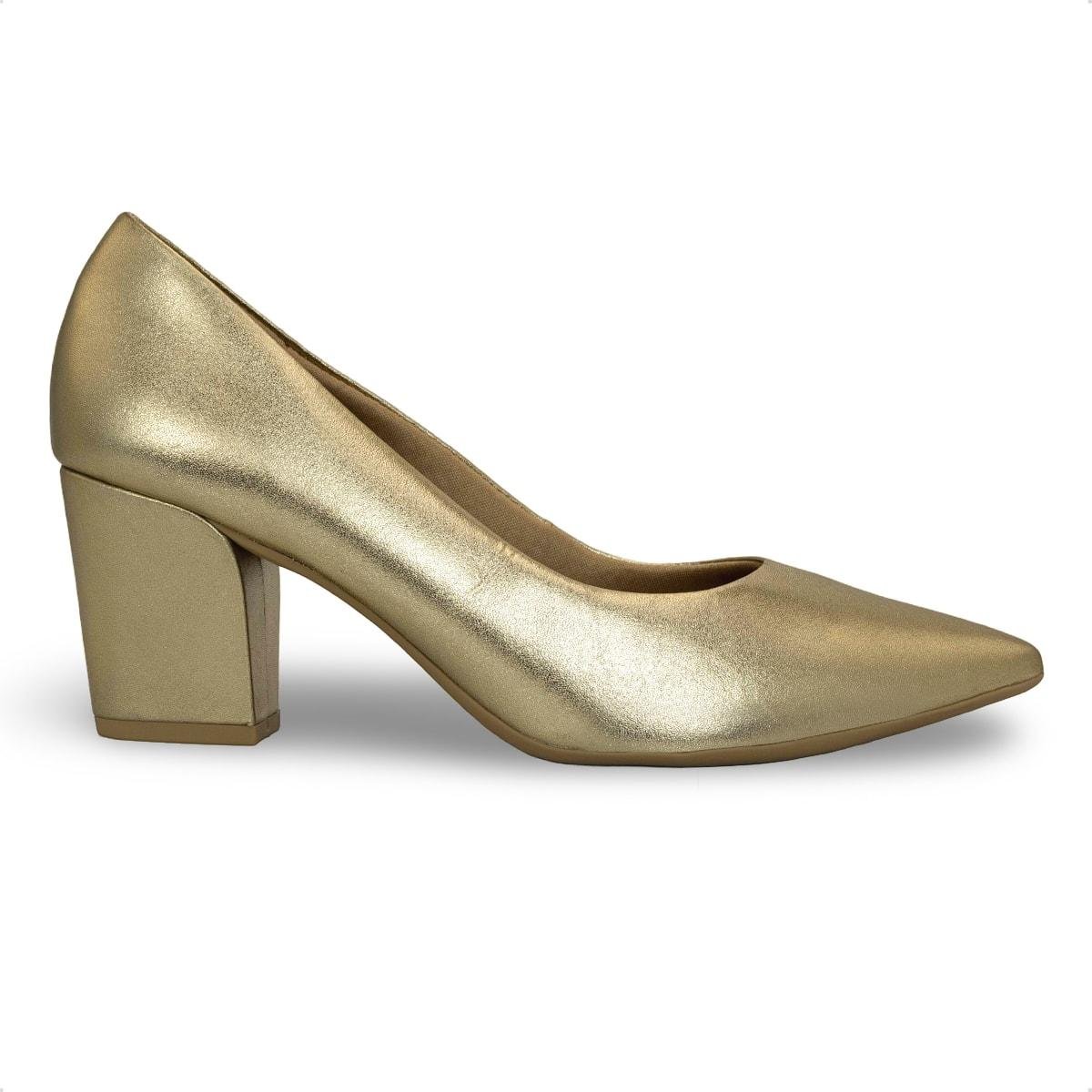 Scarpin Usaflex Feminino Salto Bloco Couro Bico Fino EP12001
