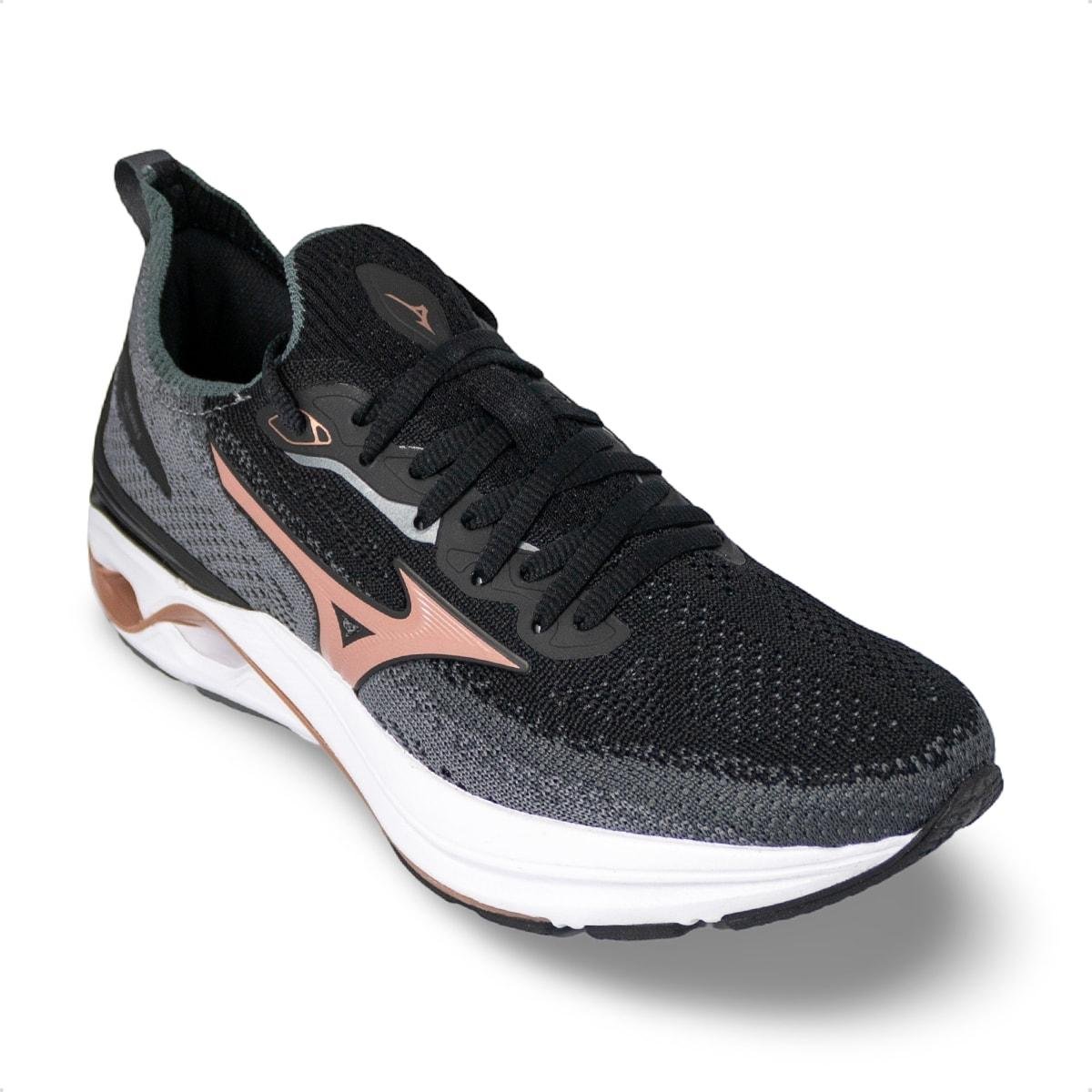 Tênis Mizuno Feminino Wave Mirai 8 Corrida Preto/Rose 2