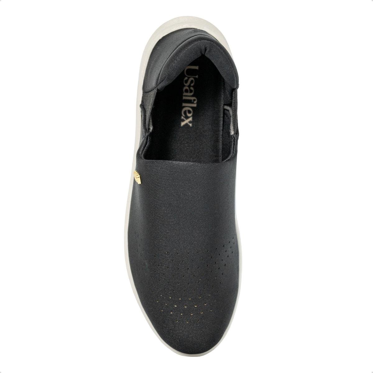 Tênis Usaflex Feminino Slip On Em Tecido Casual UD02010 Preto/Branco 3