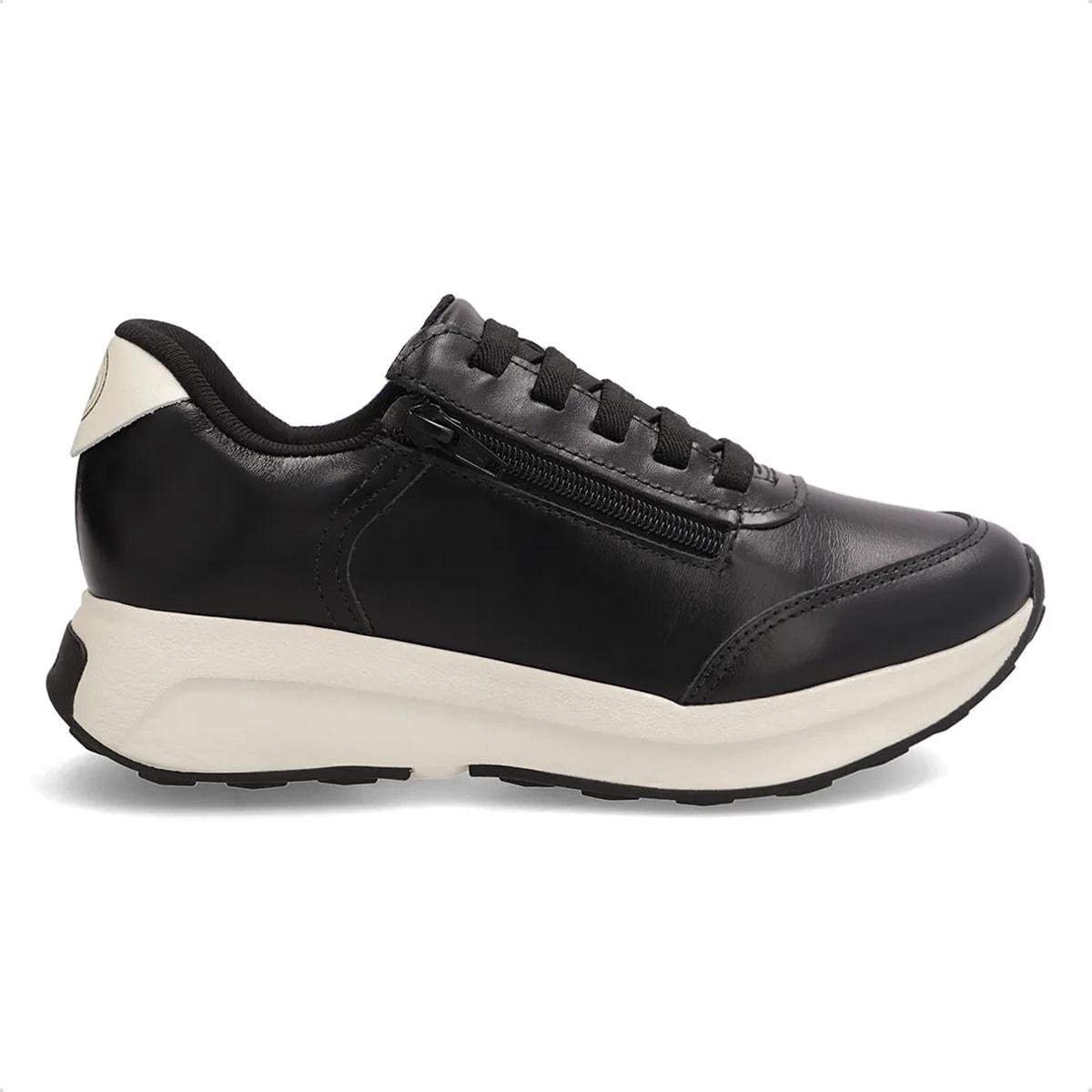 Tênis Usaflex Feminino em Couro Com Zíper Lateral Casual AK10014