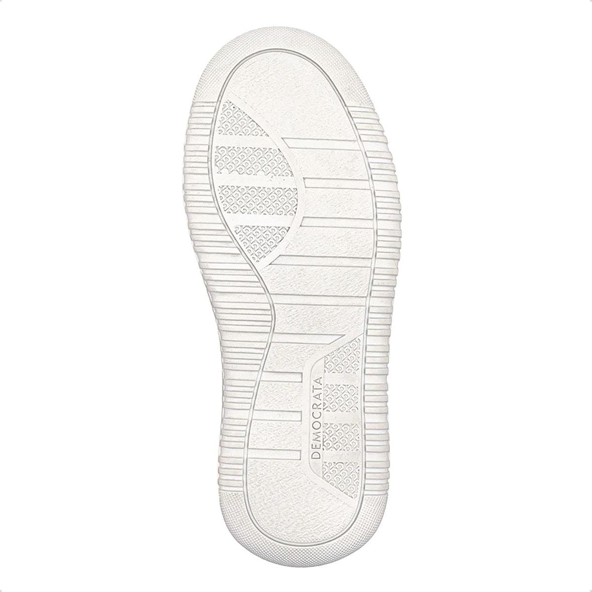 Tênis de Couro Democrata Feminino Denim Block 616101 Off White/Cinza 5