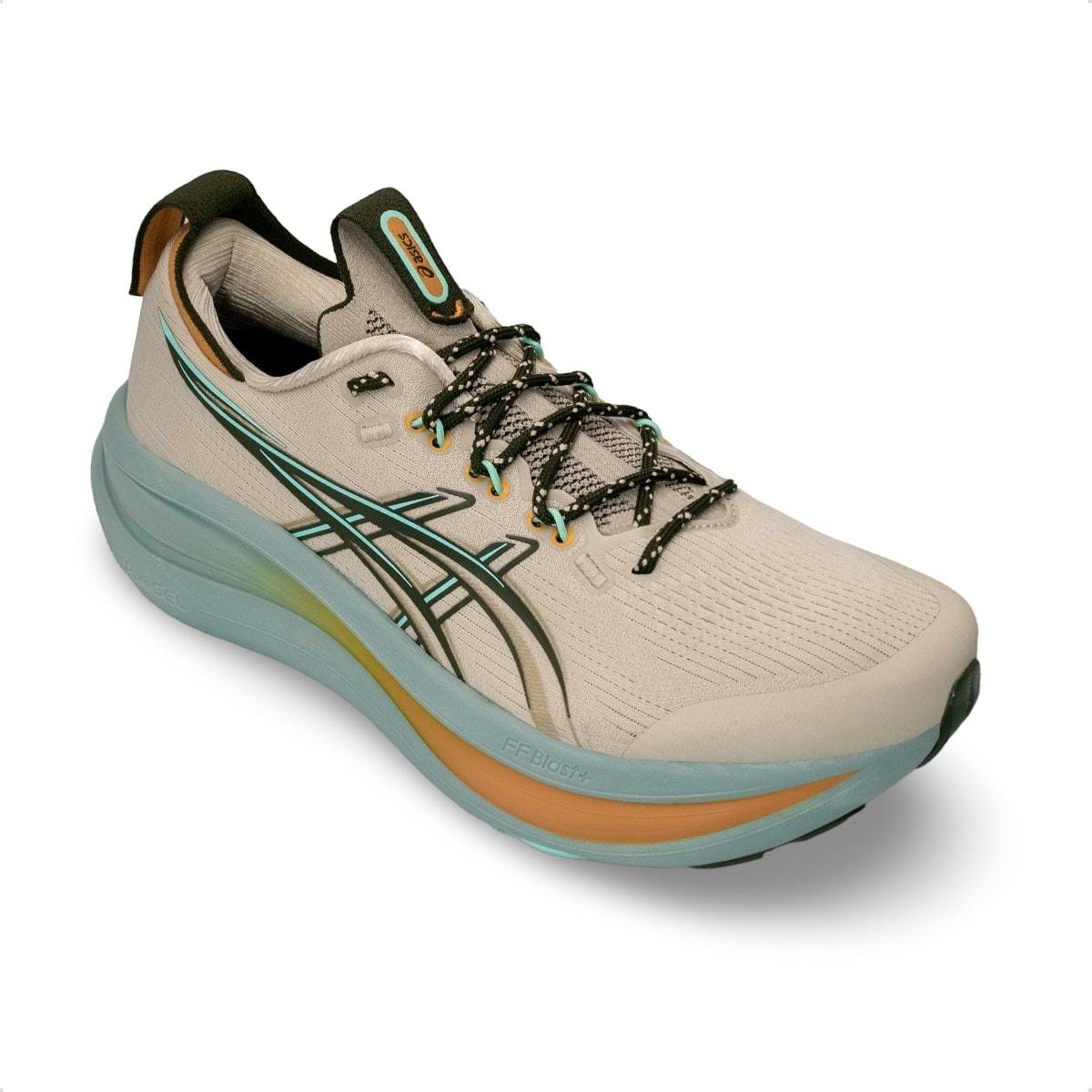 Tênis Asics Masculino Gel-Nimbus 28 TR Corrida Bege/Azul 2