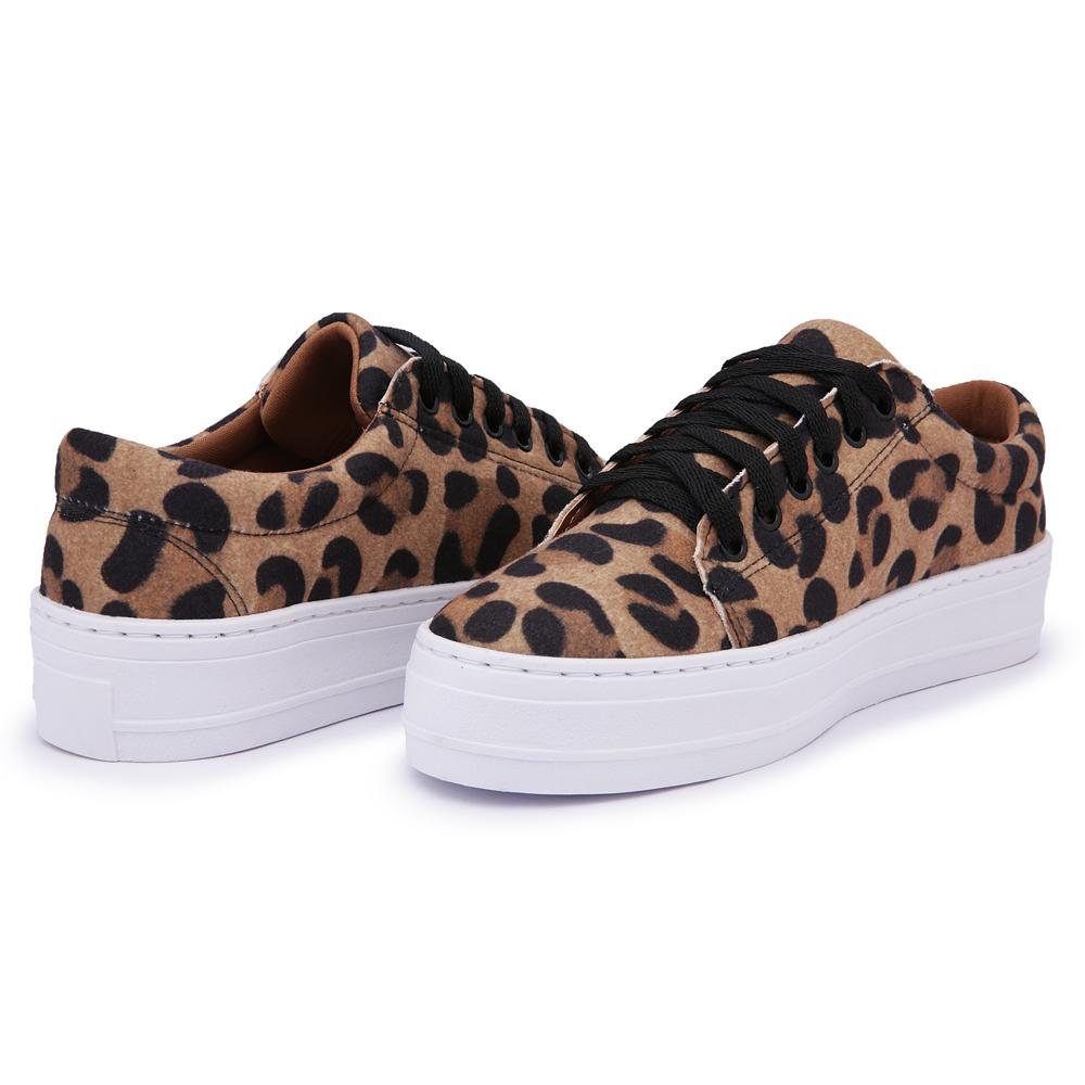 Tênis Flatform Feminino Cadarço Animal Print Conforto Leve Multicores 3