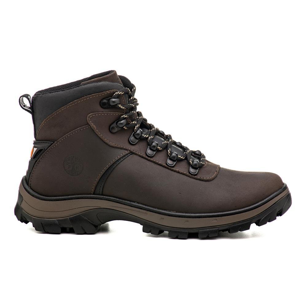 Bota Coturno Adventure Masculina Couro Cadarço Conforto Marrom 2