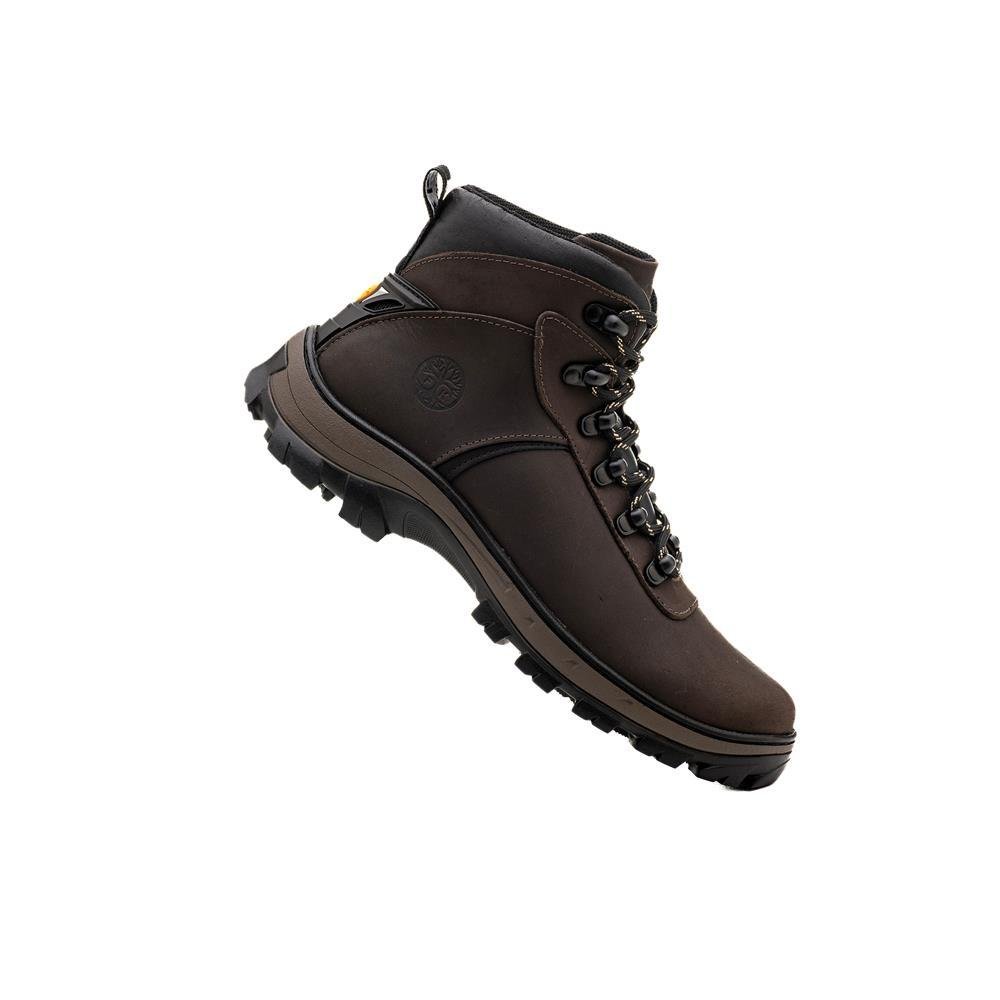 Bota Coturno Adventure Masculina Couro Cadarço Conforto Marrom 3