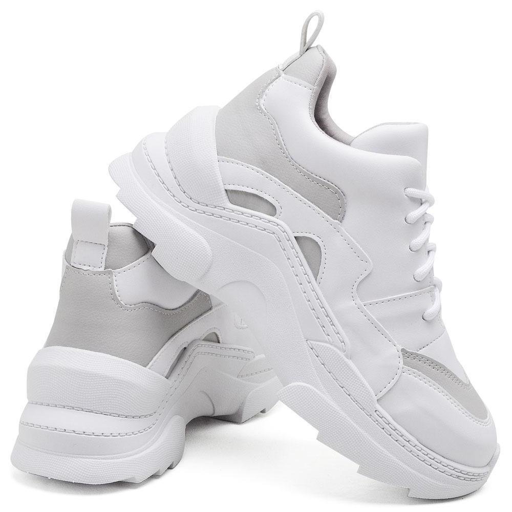 Tênis Chunky Feminino Plataforma Dia a Dia Conforto Estilo Cinza 2