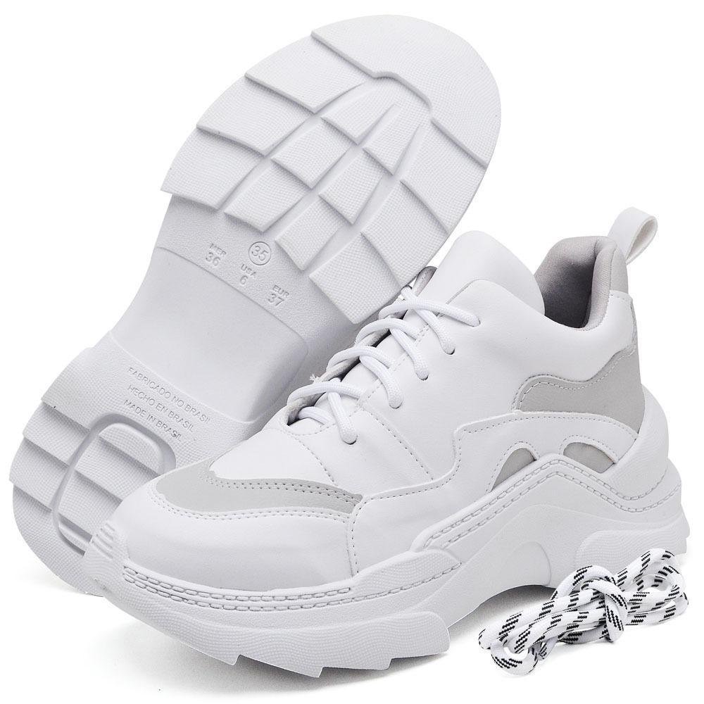Tênis Chunky Feminino Plataforma Dia a Dia Conforto Estilo Cinza 3