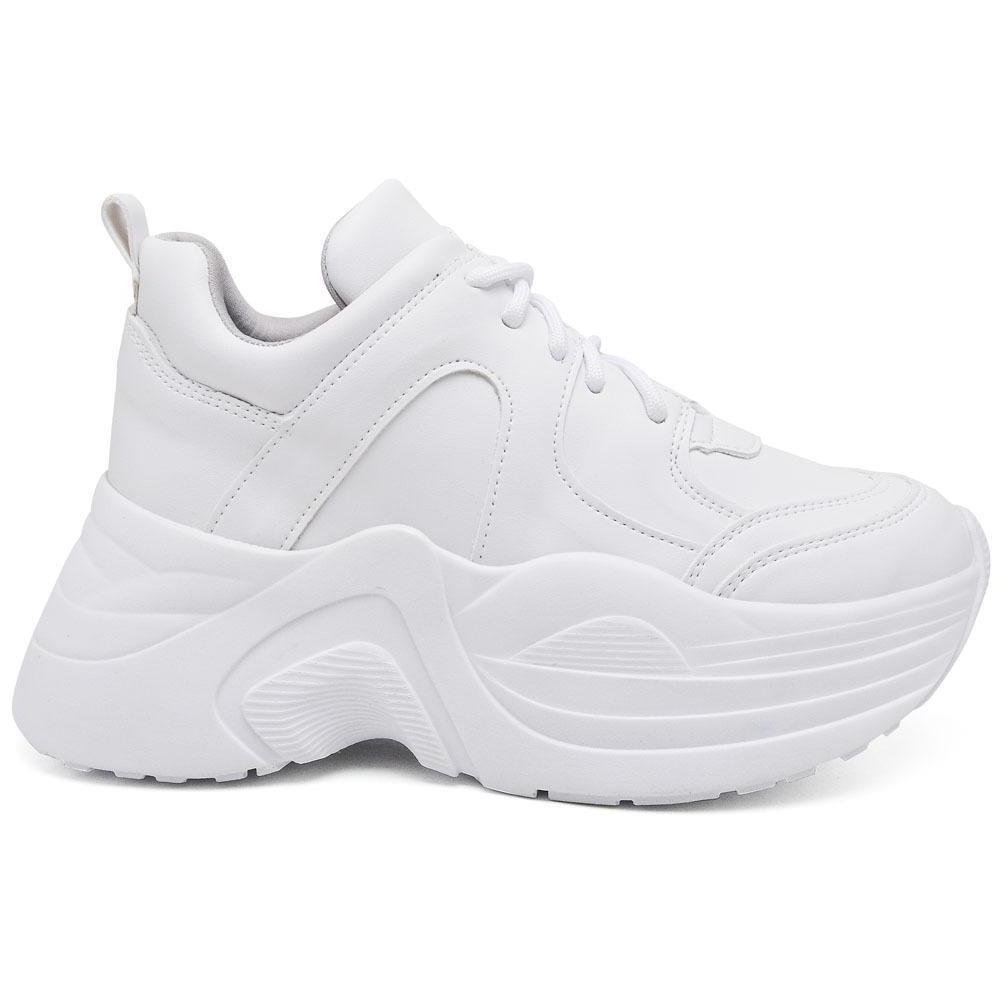 Tênis Chunky Feminino Plataforma Casual Conforto Dia a Dia Branco 2