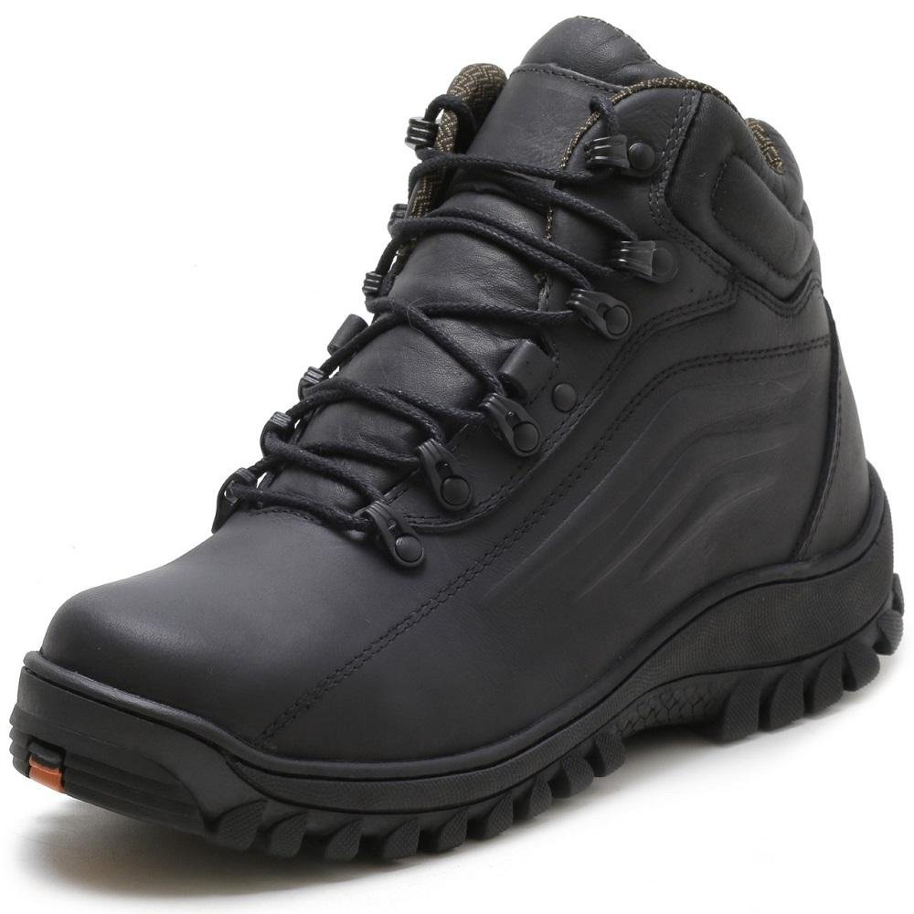 Bota Adventure Masculina Couro Cadarço Reforçado Trekking Preto 2