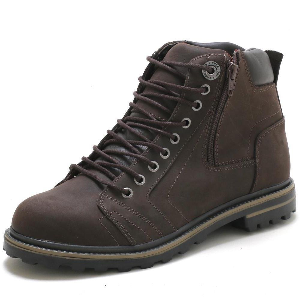 Bota Coturno Casual Masculino Couro Cadarço Macio Dia a Dia Marrom 3