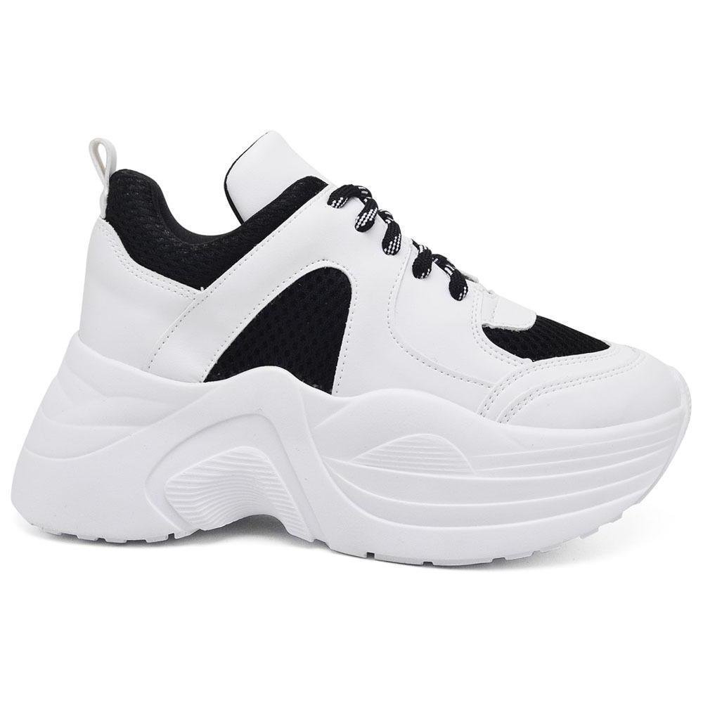 Tênis Chunky Feminino Plataforma Estilo Macio Confortável Preto 2