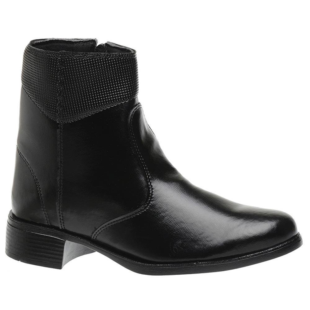 Bota Coturno Feminina Zíper Cano Curto Inverno Confortável Preto 2