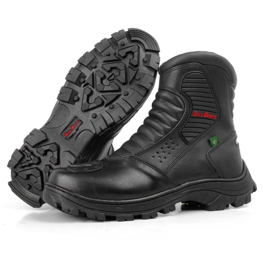 Bota Masculina Linha Motoqueiro de Couro Bell Boots Preto 6