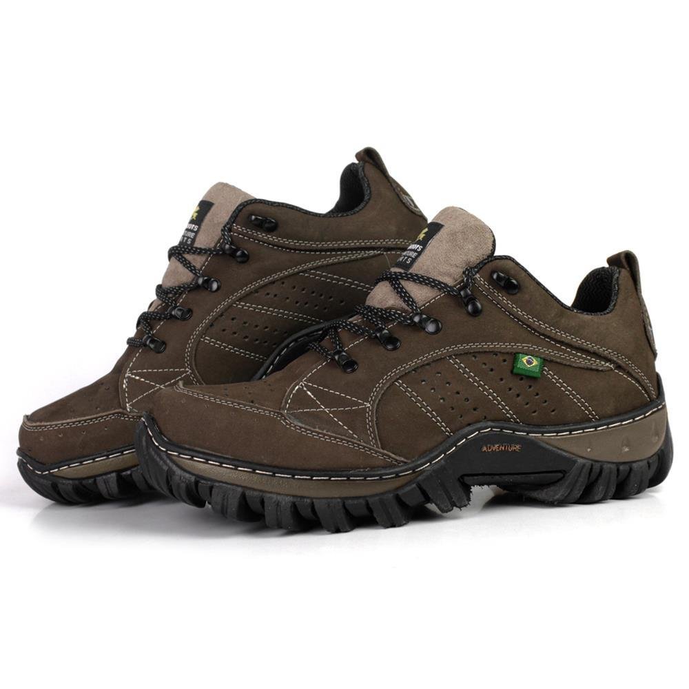 Tênis Adventure Masculino Couro Conforto Nobuck Cinza 2