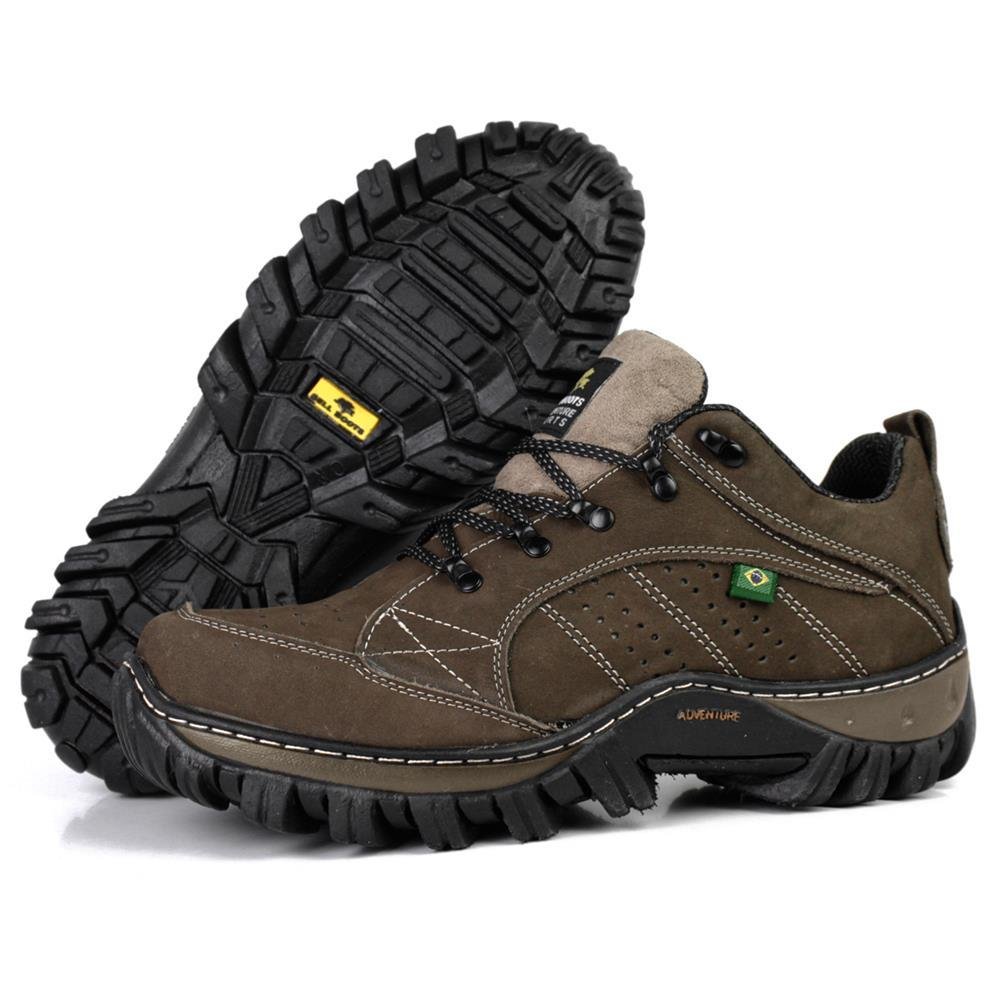 Tênis Adventure Masculino Couro Conforto Nobuck Cinza