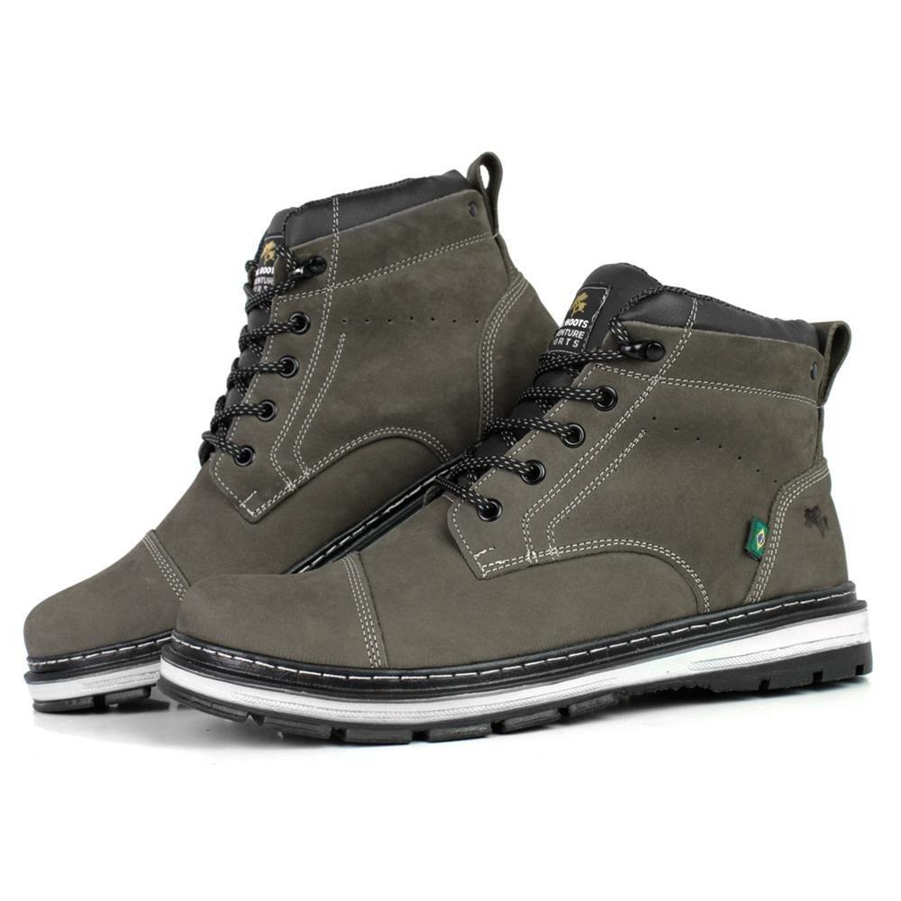 Bota Masculina Casual Adventure em Couro Nobuck Cinza Cinza 2