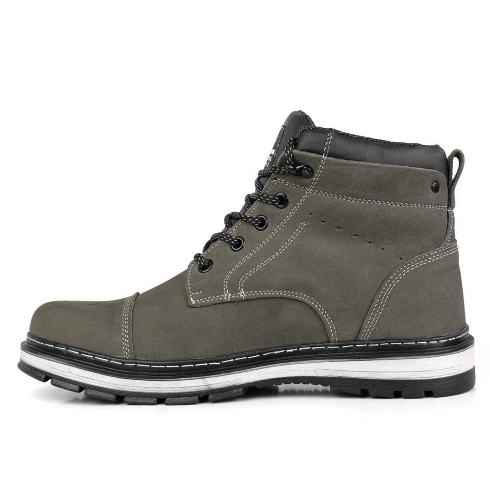 Bota Masculina Casual Adventure em Couro Nobuck Cinza Cinza 3