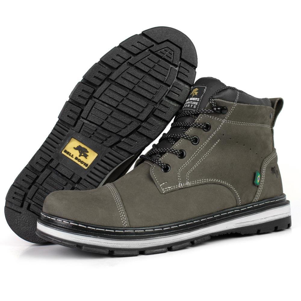 Bota Masculina Casual Adventure em Couro Nobuck Cinza Cinza 4