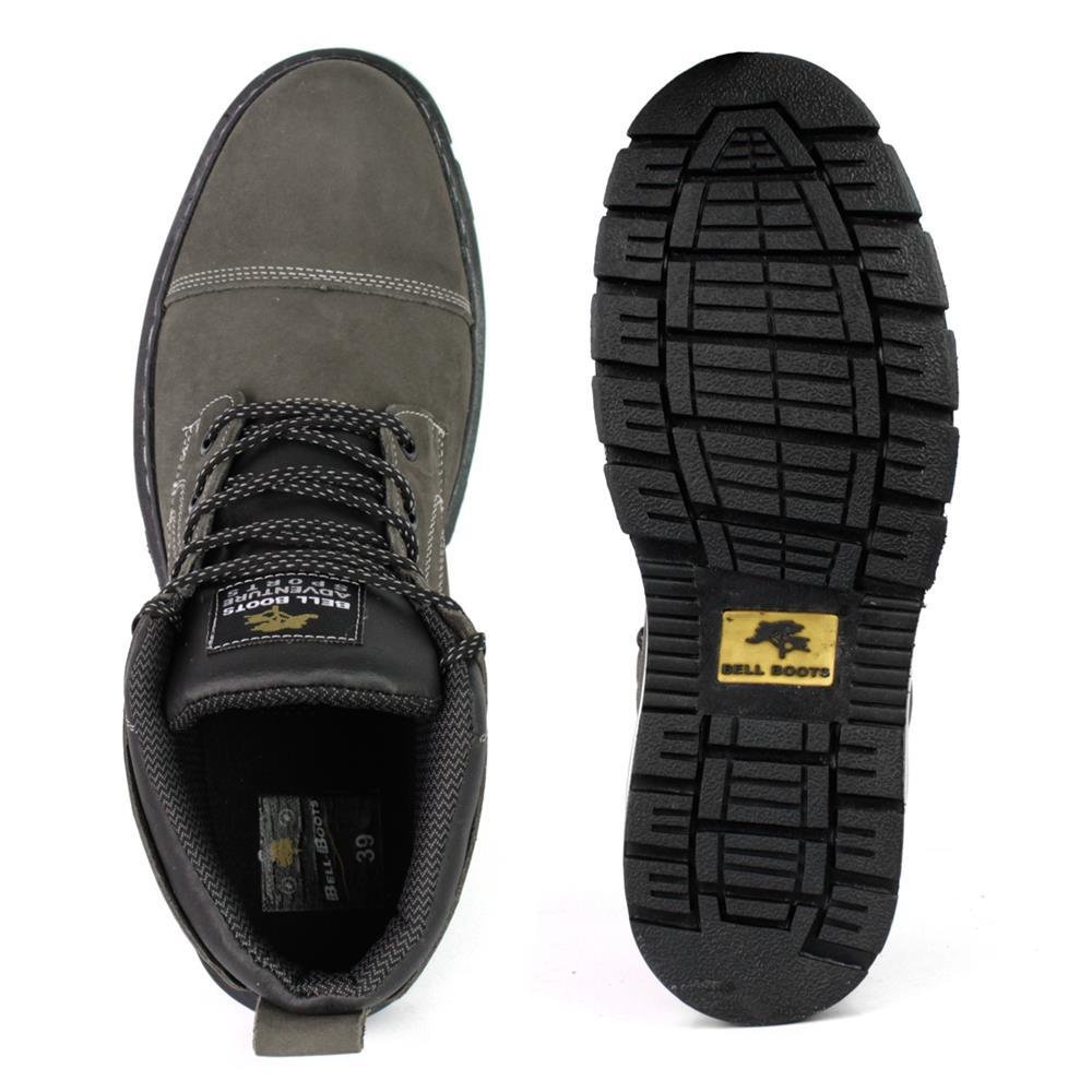 Bota Masculina Casual Adventure em Couro Nobuck Cinza Cinza 5