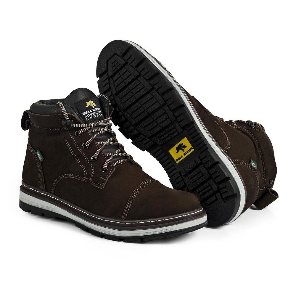 Bota Masculina Couro Adventure Conforto Casual Marrom 4
