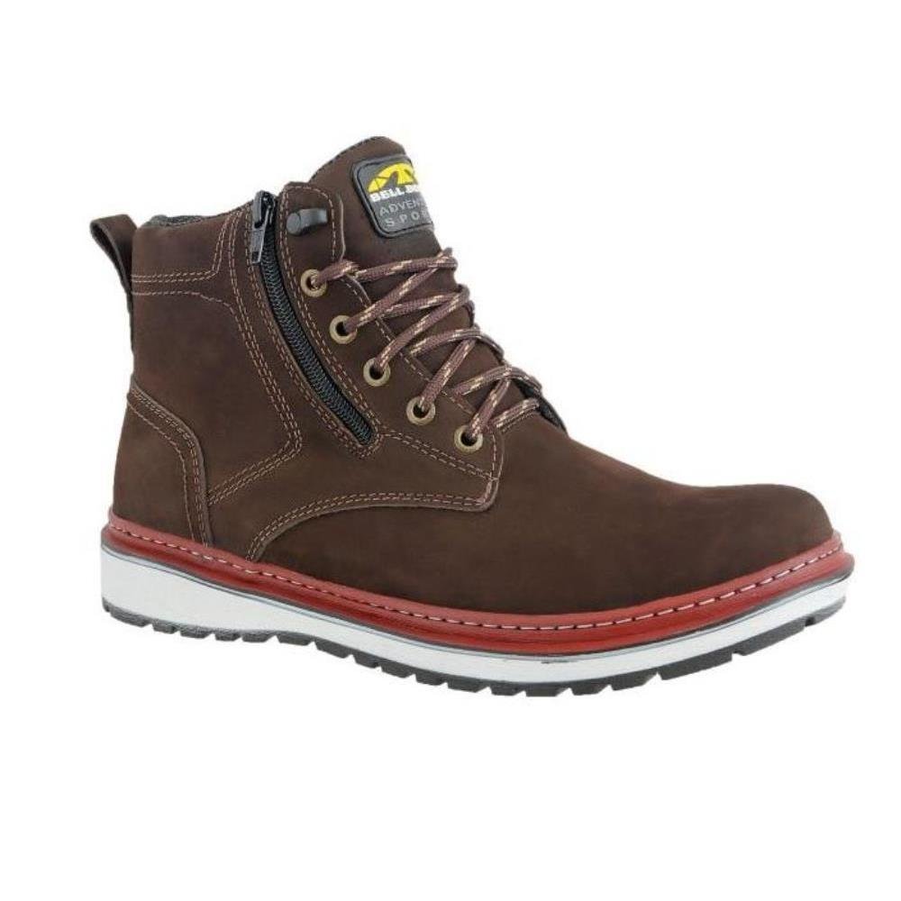 Bota Bell Boots Masculina Couro Casual Zíper Marrom 1