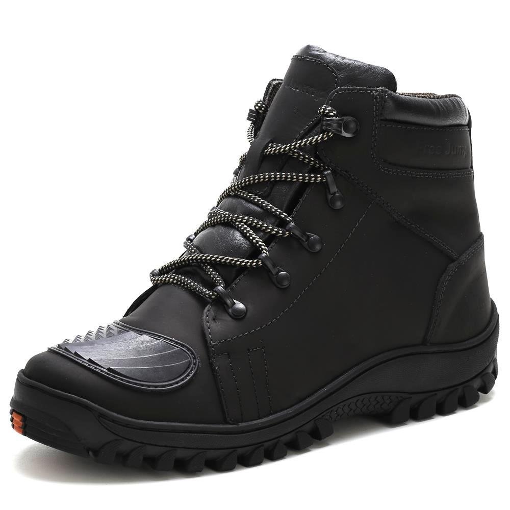 Bota Motoqueiro Masculina Free Jump Cano Alto em Couro Preto 2
