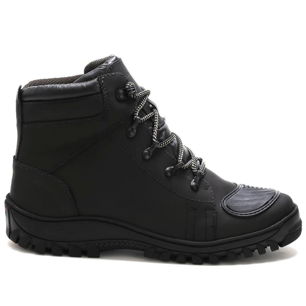 Bota Motoqueiro Masculina Free Jump Cano Alto em Couro Preto 3