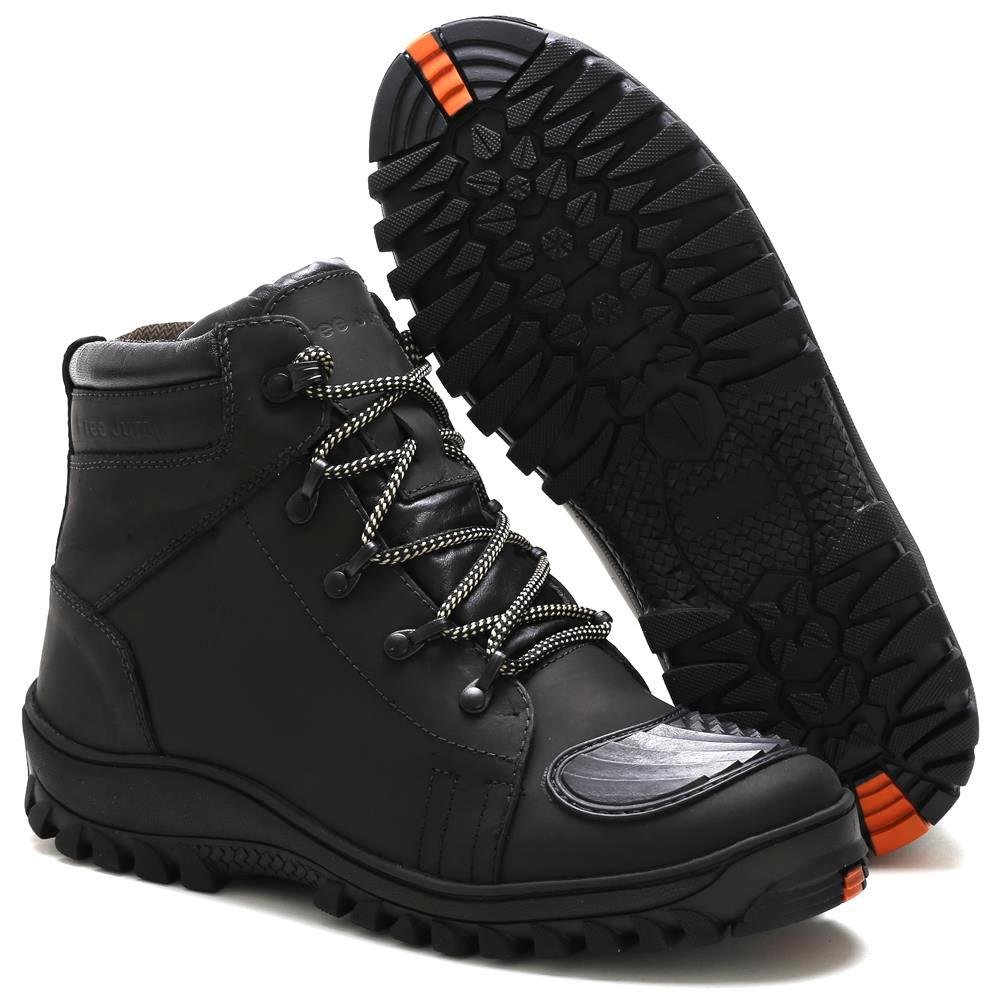 Bota Motoqueiro Masculina Free Jump Cano Alto em Couro Preto 4