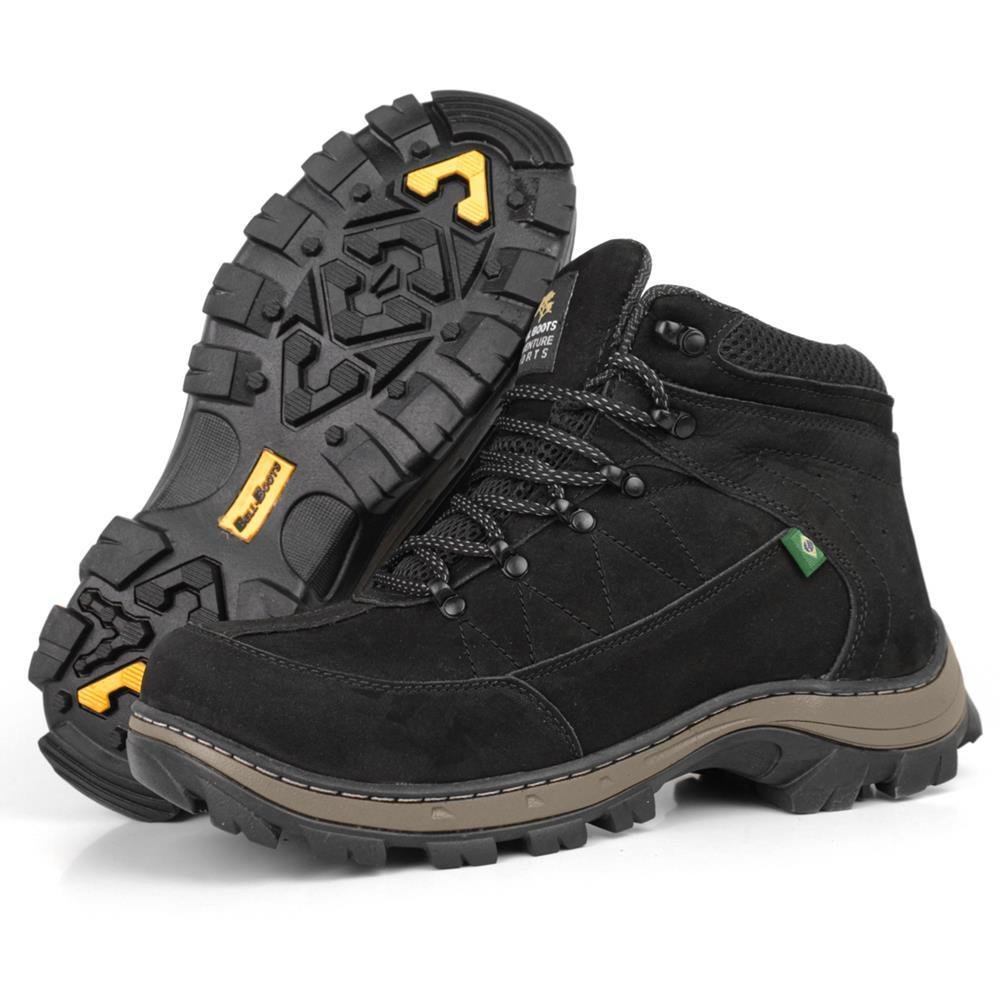 Coturno Adventure Masculino Couro Confortável Trilha Macio Preto 5