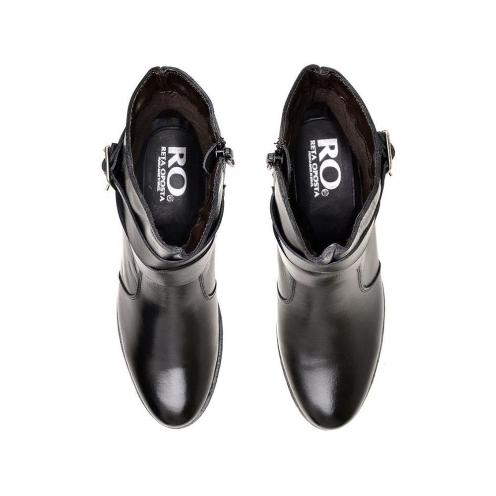 Bota Feminina Couro Cano Médio Salto Montaria Conforto Preto 2