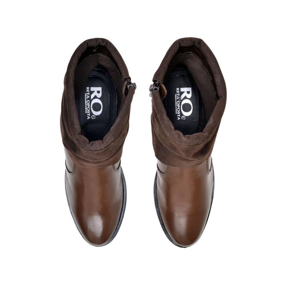 Bota Feminina Polaina Couro Salto Montaria Moderna Conforto Marrom 2