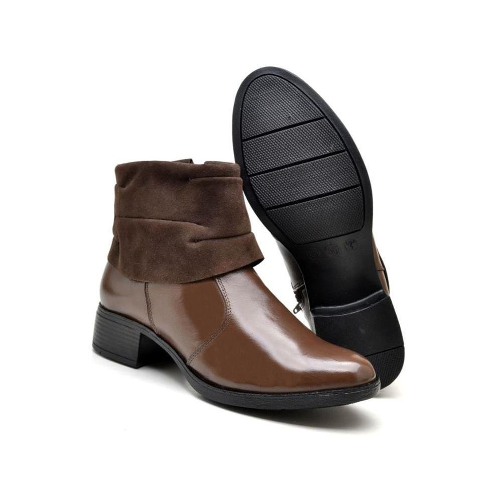 Bota Feminina Polaina Couro Salto Montaria Moderna Conforto Marrom 3