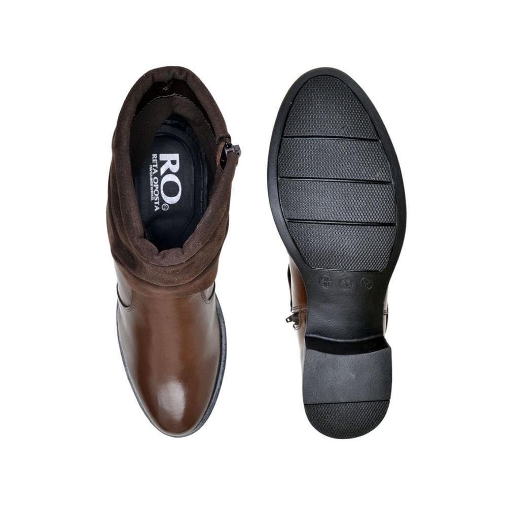 Bota Feminina Polaina Couro Salto Montaria Moderna Conforto Marrom 4