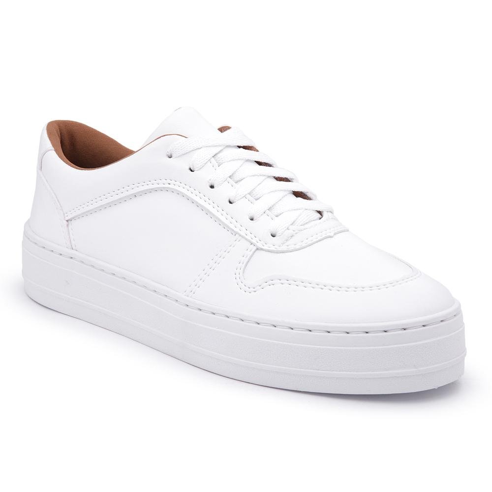 Kit 2 Tênis Feminino Flatform Cadarço Moderno Conforto Branco 2