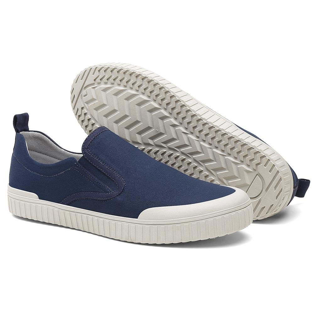 Tênis Slip On Masculino Calce Fácil Liso Básico Conforto Azul 3