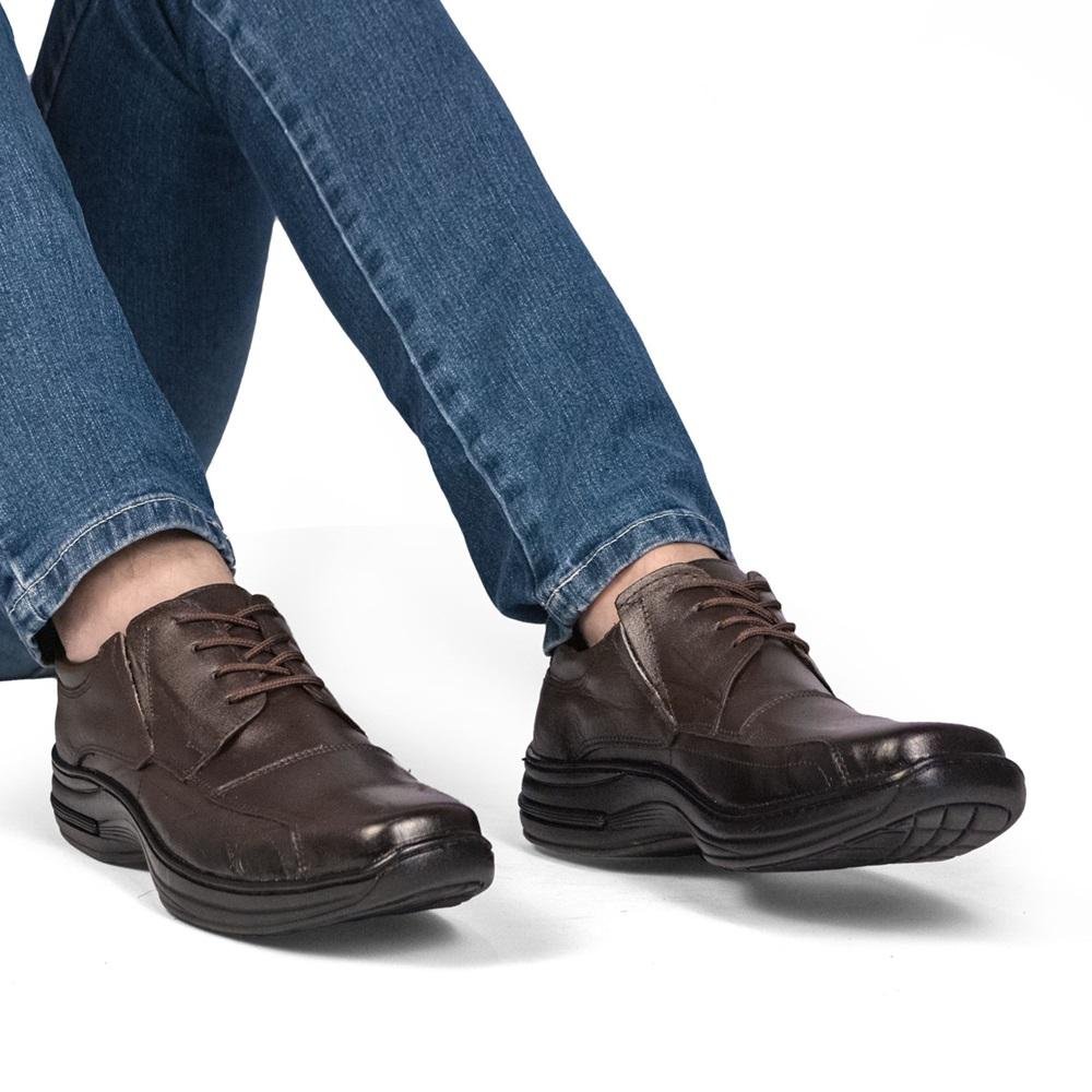 Sapato Social Masculino Couro Adulto Infantil Cadarço Leve Marrom 6