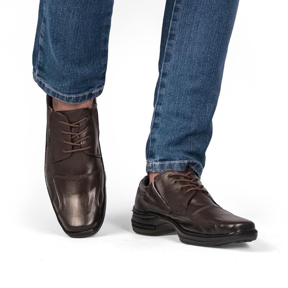 Sapato Social Masculino Couro Adulto Infantil Cadarço Leve Marrom 8