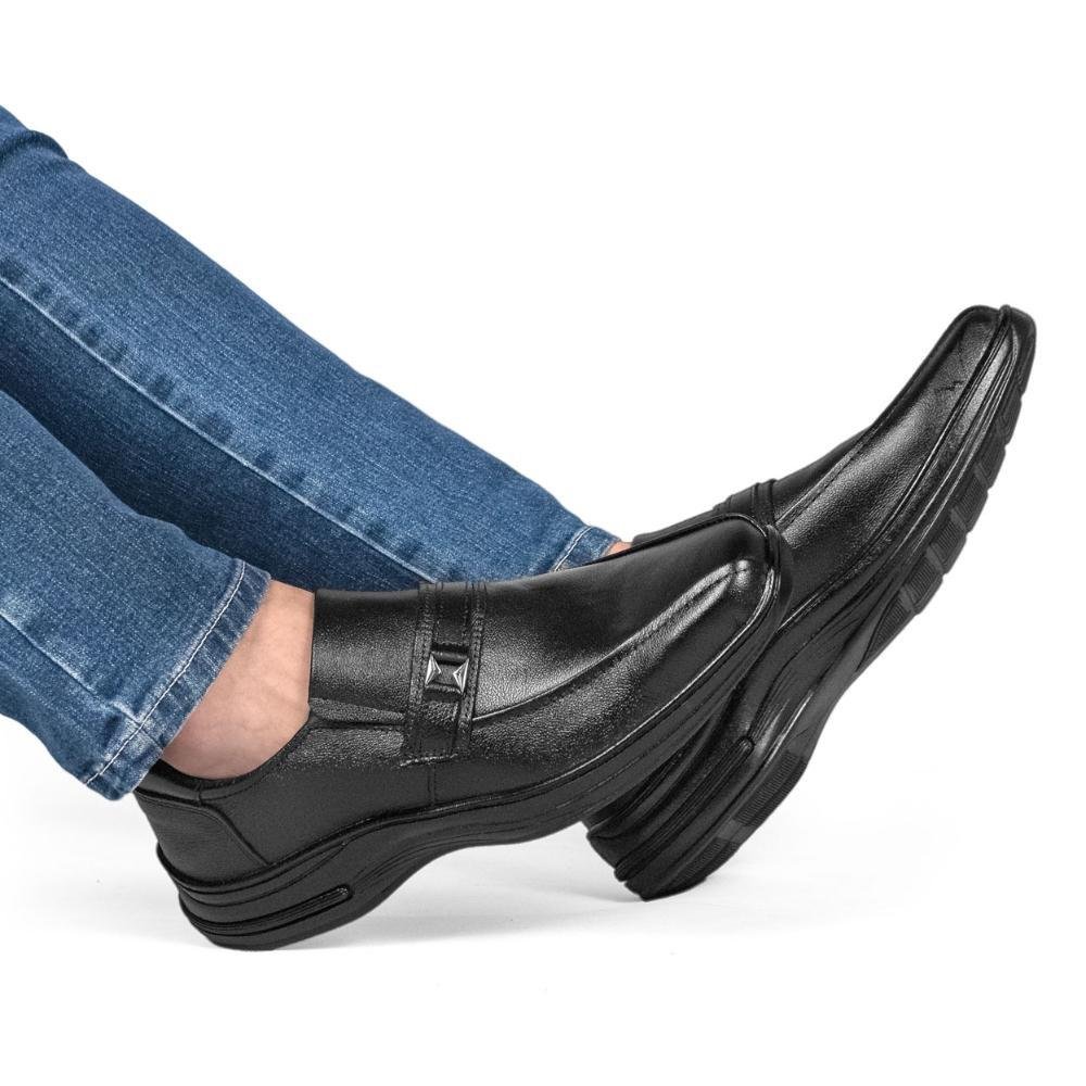 Sapato Social Masculino Couro Calce Fácil Adulto Infantil Preto 8