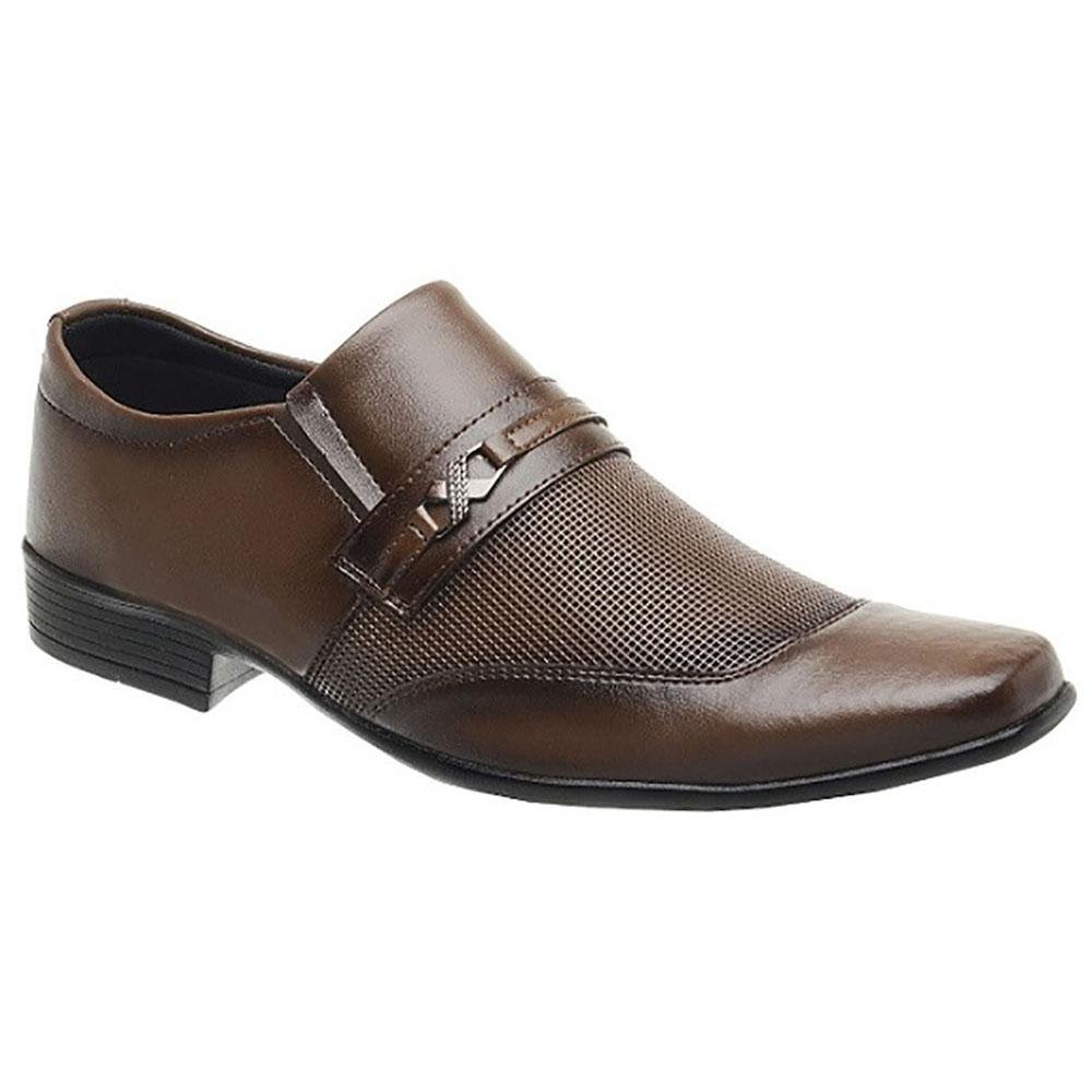 Sapato Social Masculino Elástico Calce Fácil Metal Conforto Marrom 2