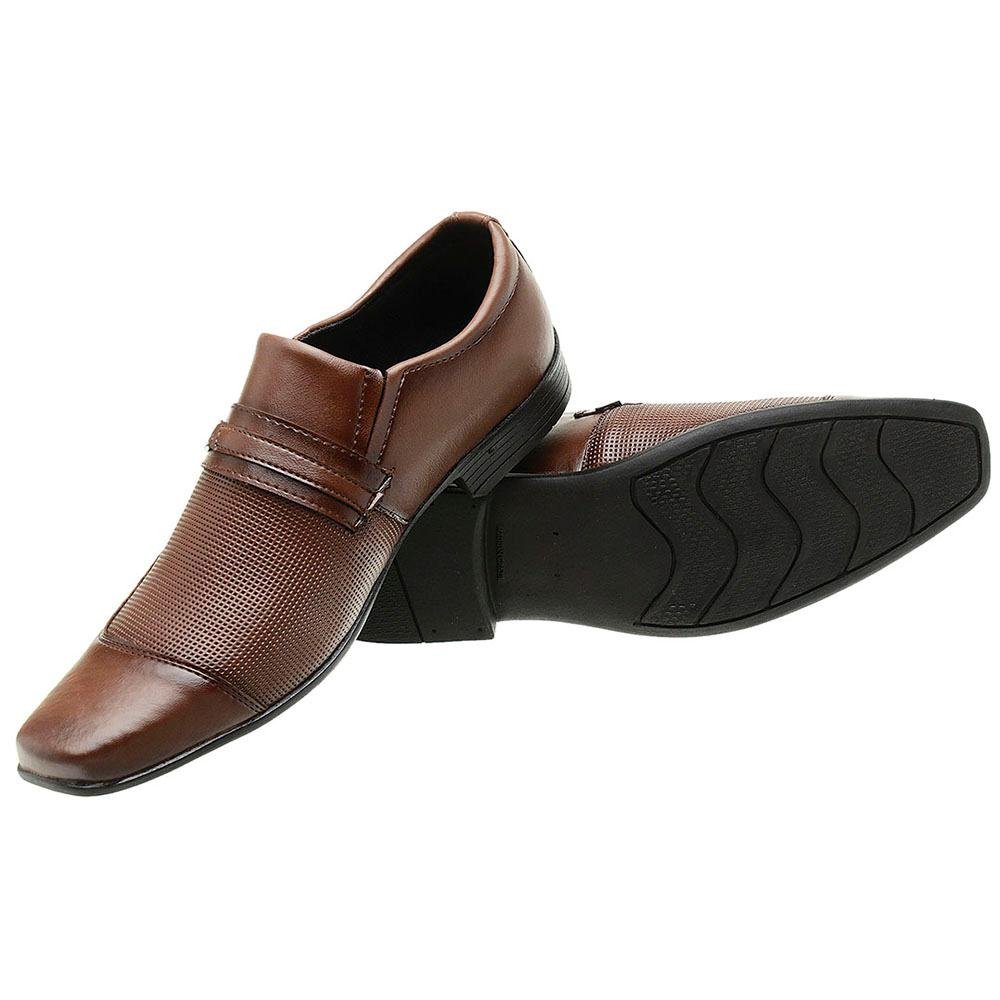 Sapato Social Masculino Elástico Calce Fácil Metal Conforto Marrom 3