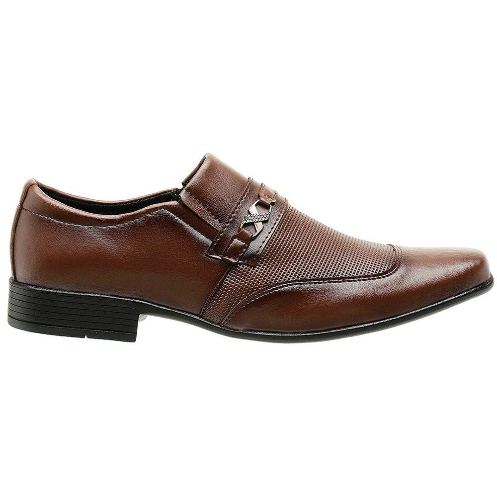 Sapato Social Masculino Elástico Calce Fácil Metal Conforto Marrom 4