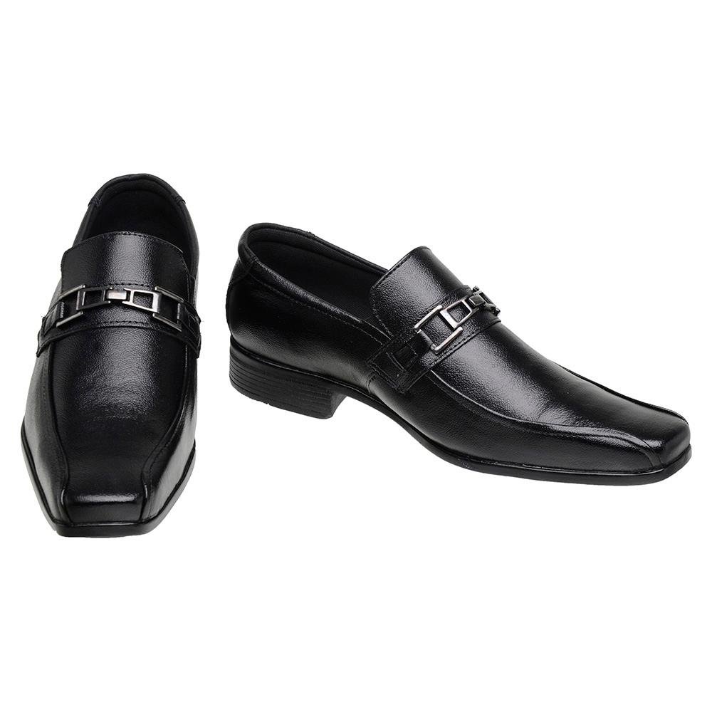 Sapato Social Masculino Elástico Couro Conforto Leve Preto 1