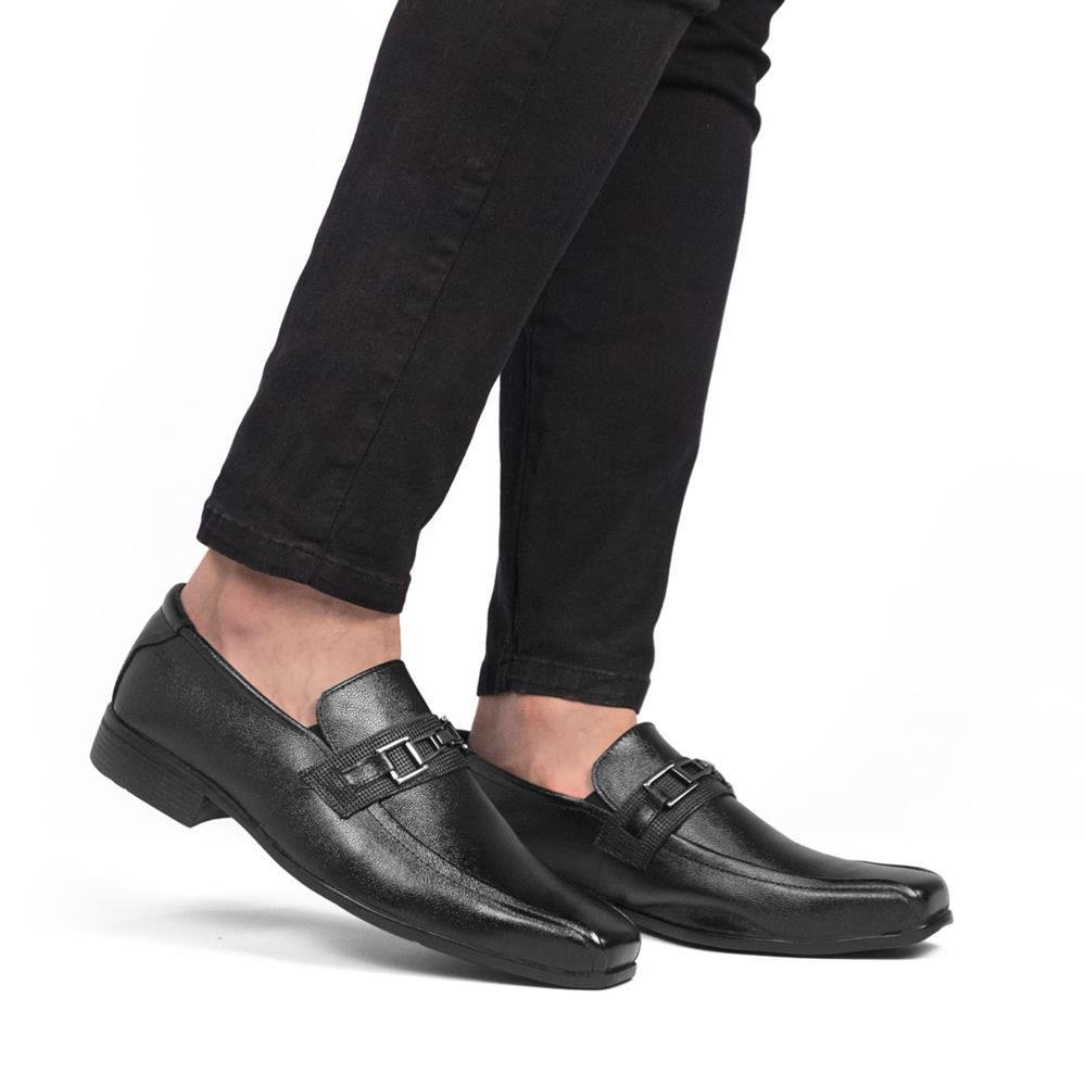 Sapato Social Masculino Elástico Couro Conforto Leve Preto 7