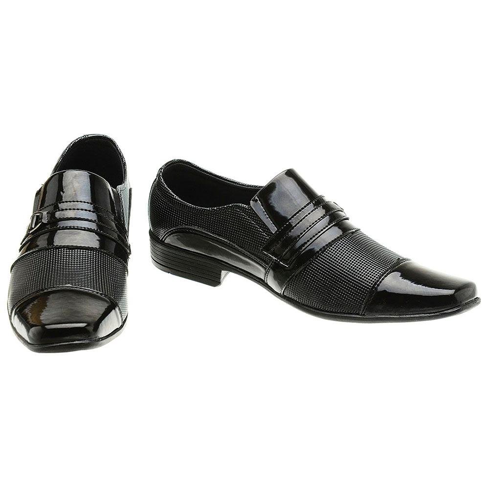 Sapato Social Masculino Verniz Calce Fácil Conforto Metal Preto 1