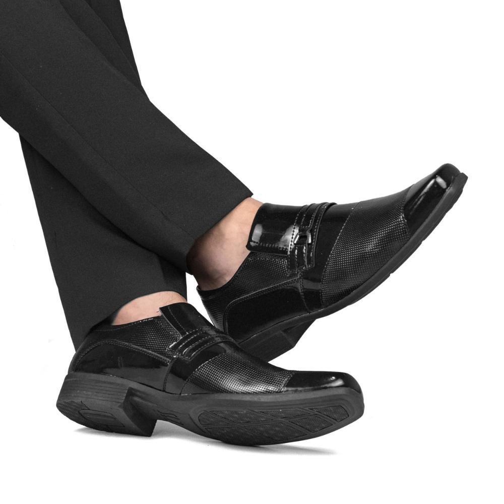 Sapato Social Masculino Verniz Calce Fácil Conforto Metal Preto 4