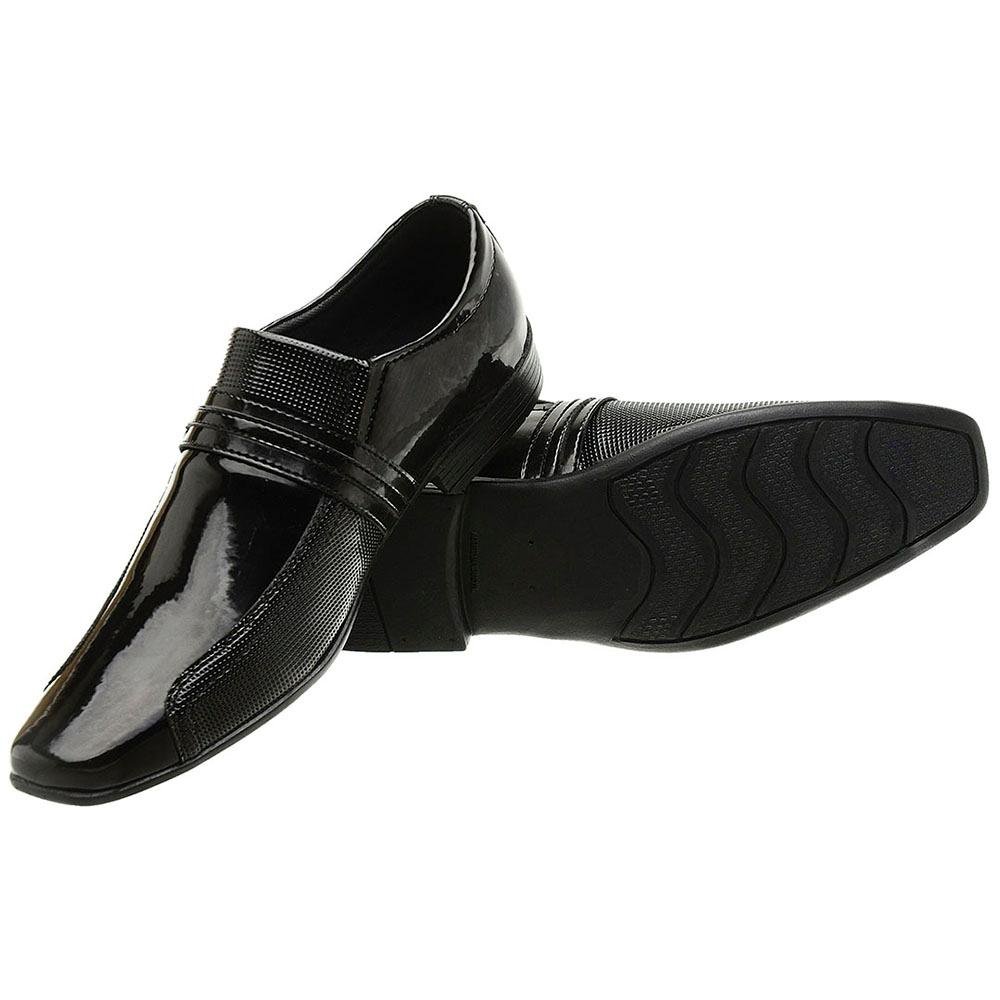 Sapato Social Masculino Verniz Elástico Calce Fácil Metal Preto 3