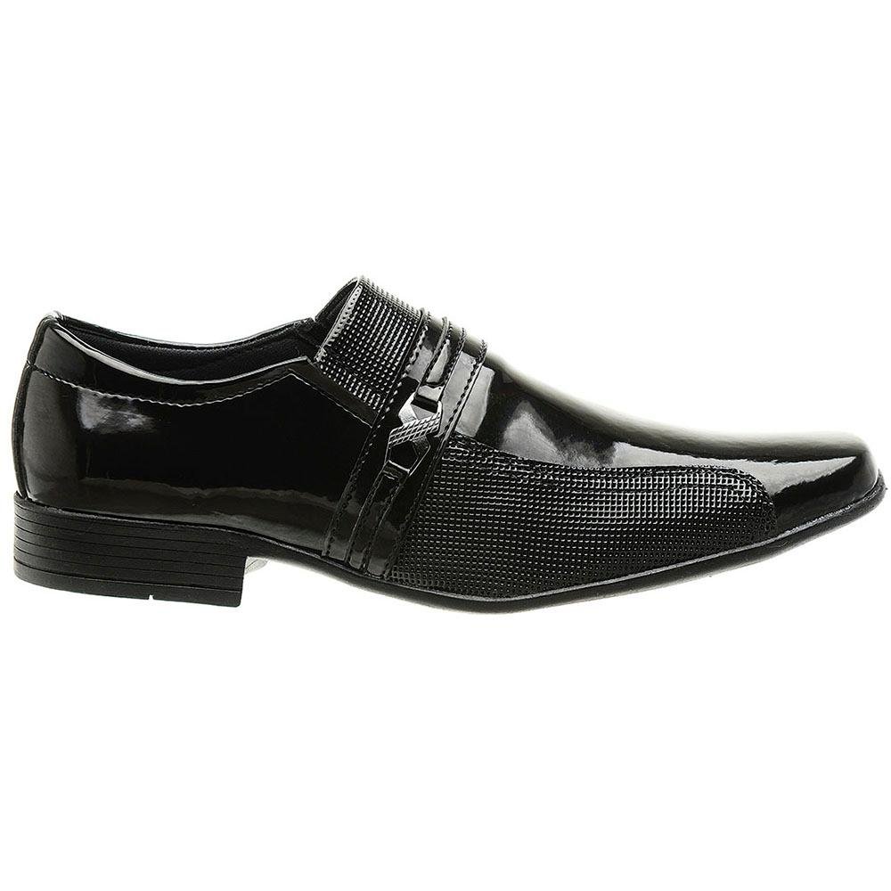 Sapato Social Masculino Verniz Elástico Calce Fácil Metal Preto 4